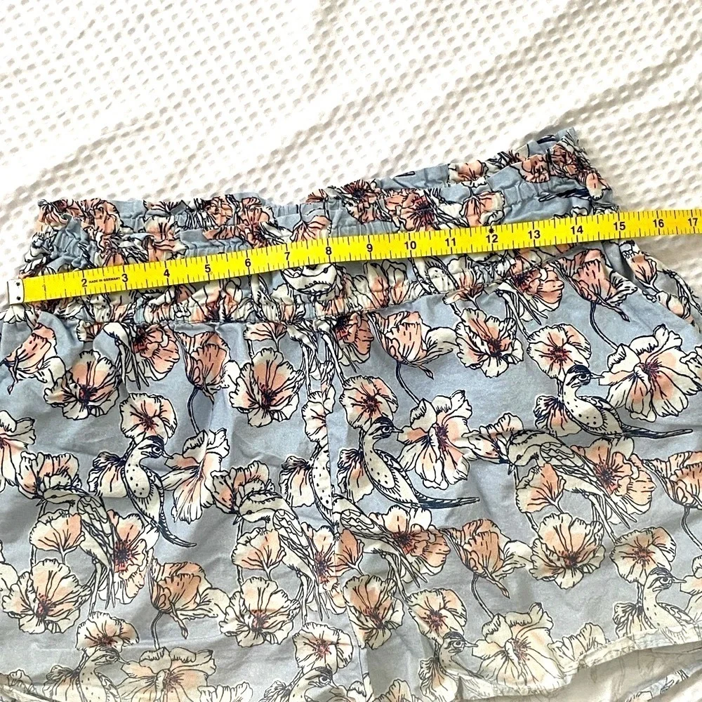 St Roche Bird Shorts Organic Cotton Floral Large White Blue Pink